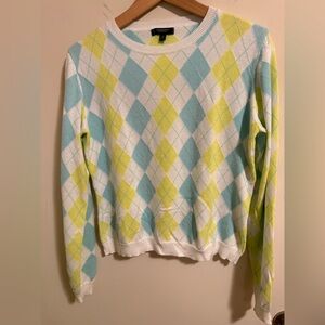 Burberry Argyle Sweater - Light Blue and Lime